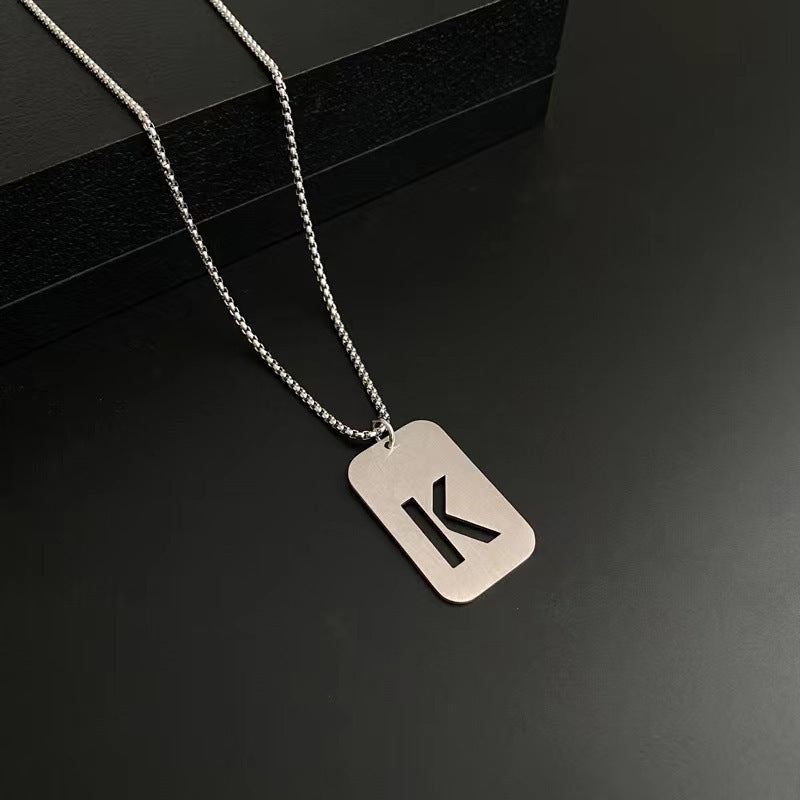 Men's Titanium Steel Female Letter Nameplate Pendant Necklaces