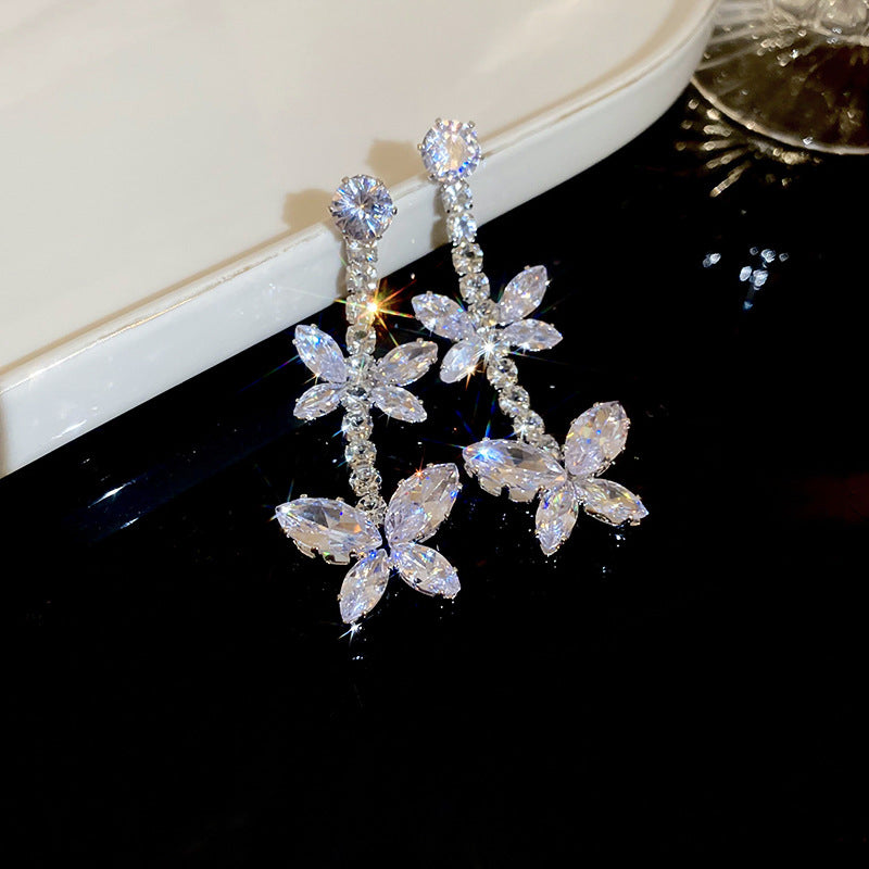 French High-grade Zircon Butterfly Tassel Niche Temperament Clavicle Chain Jewelry Set