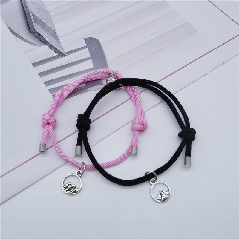 Women's & Men's Of Love Couple Magnet Attract True Pair And Woven Bracelets