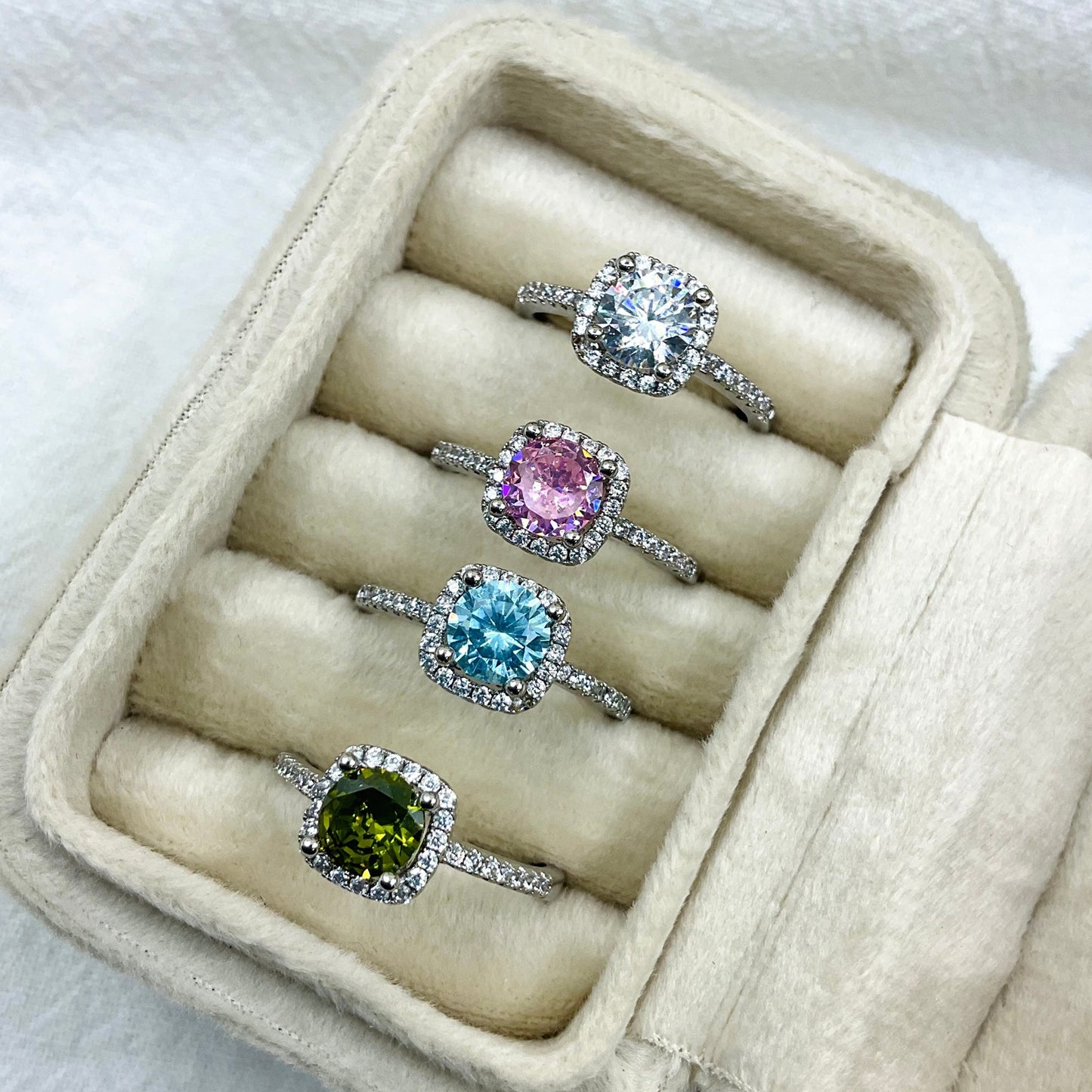 Sugar Cube Female Inlaid Zircon Adjustable Fashion High-grade Shiny Ring