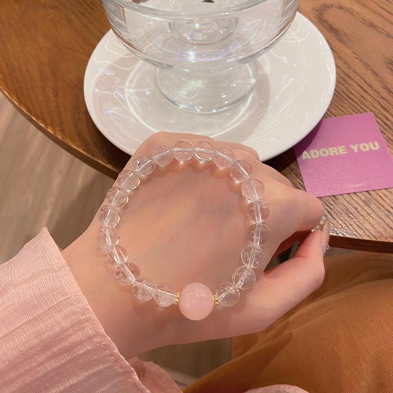 Simple Design Fairy Sweet Fresh White Crystal Pink Peace Bracelets