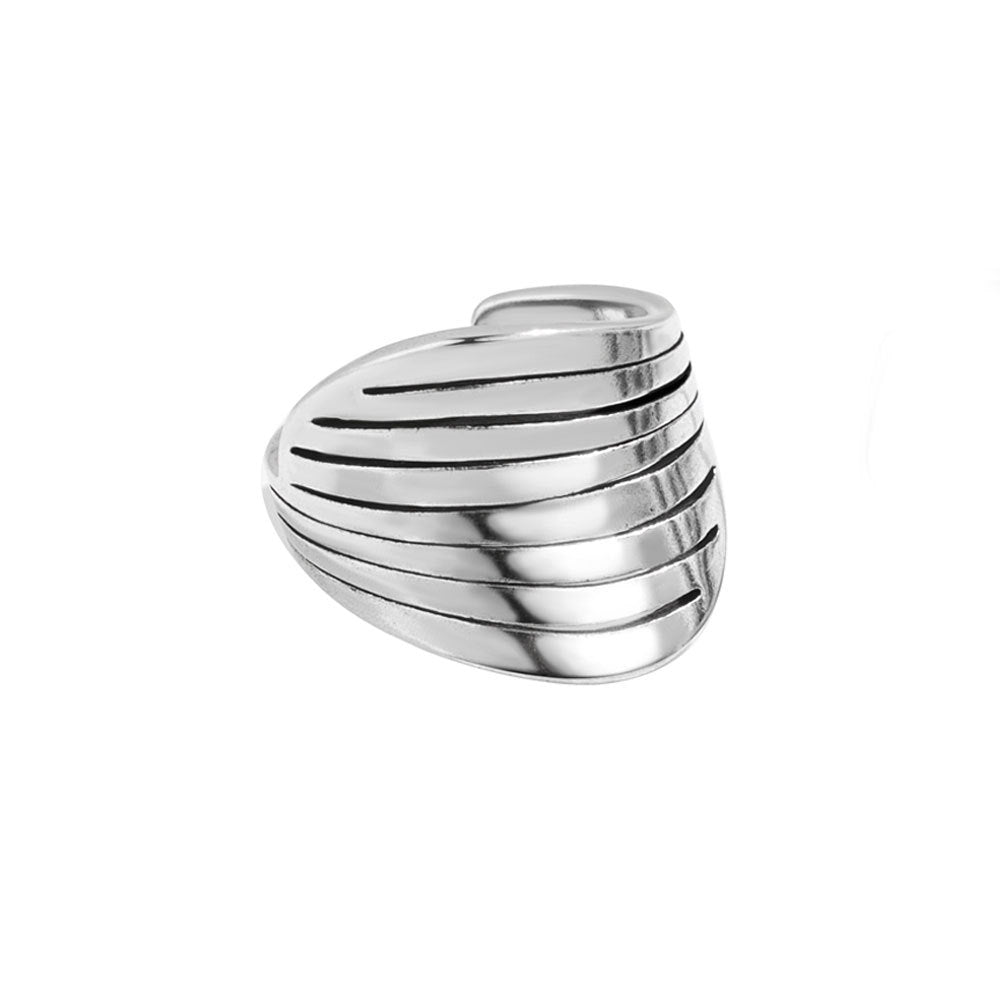 Octagonal Geometric Stripes Female Open Personalized Rings