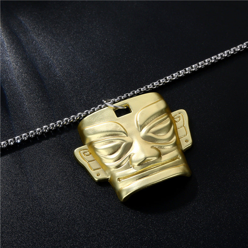 Fashion Chinese Golden Mask Retro Shensi Hip Hop Necklaces