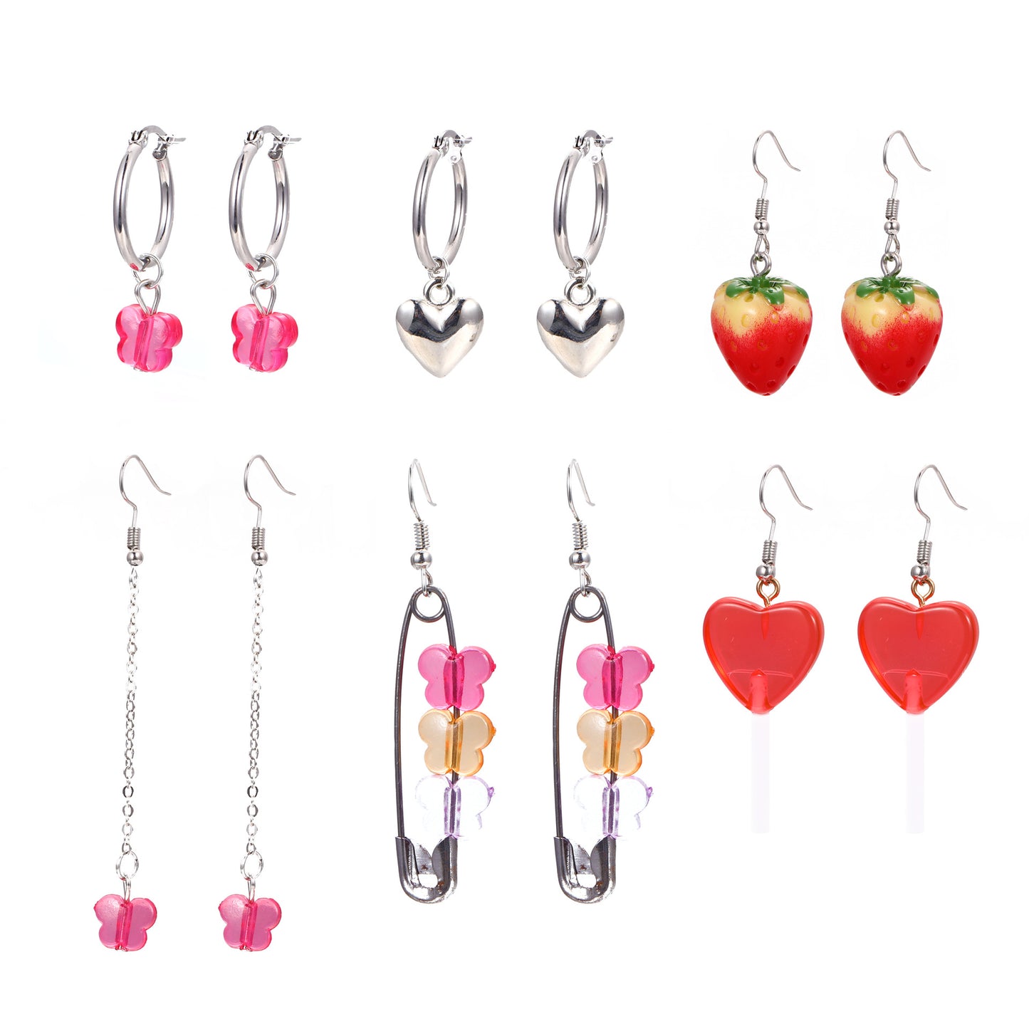 Resin Set Transparent Acrylic Butterfly Love Earrings