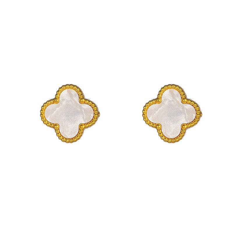 Colorful Lucky Four-leaf Clover Ear Can Match Light Luxury Stud Earrings