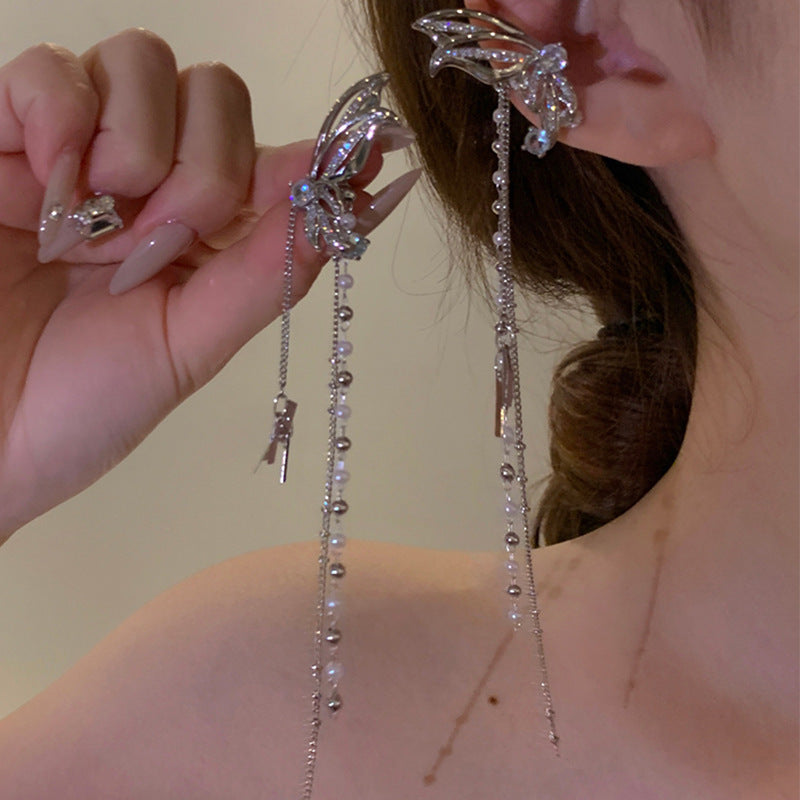 Round Tassel Bone French Vintage Court Style Light Ear Clip
