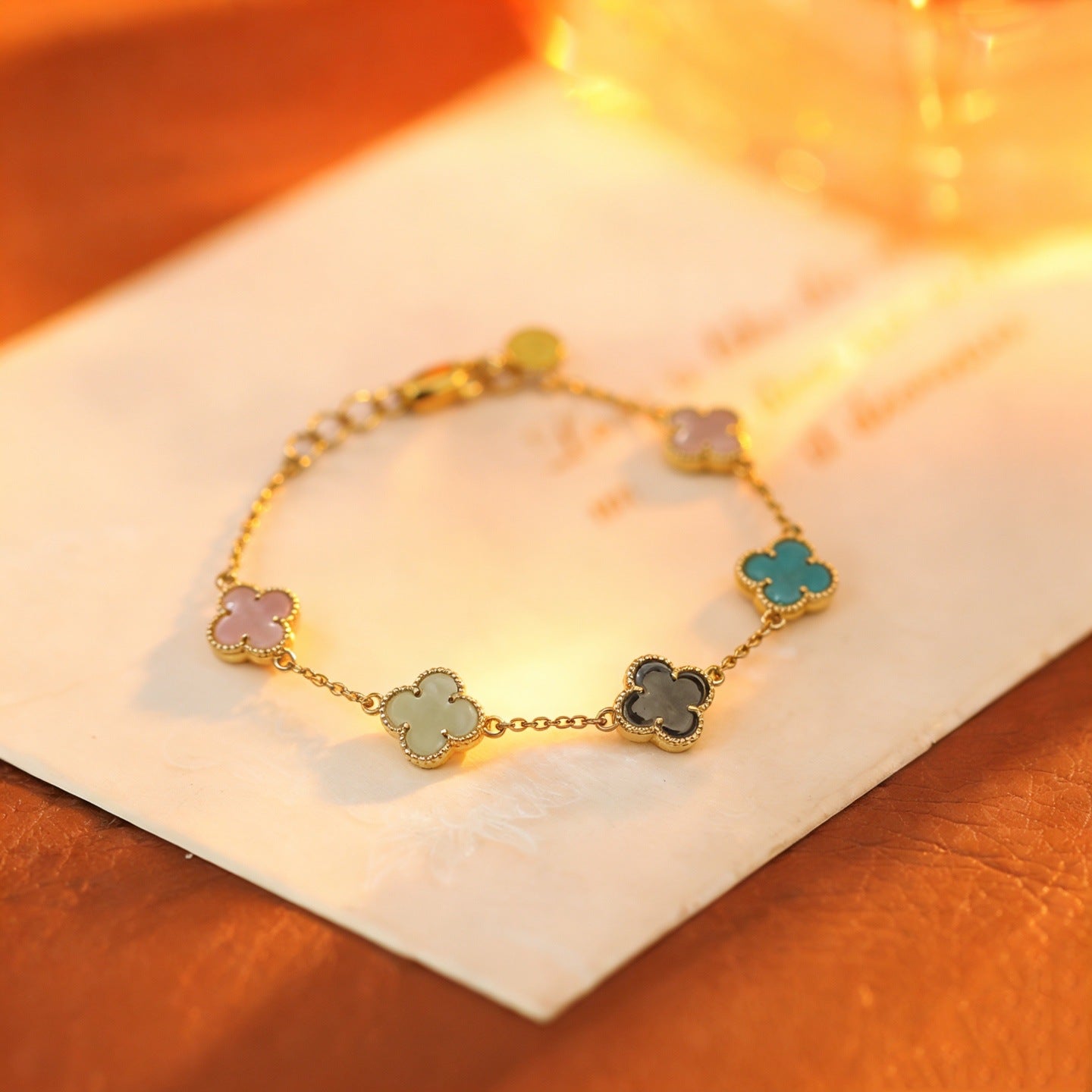 Colorful Four-leaf Clover Female Fashion Exquisite Bracelet