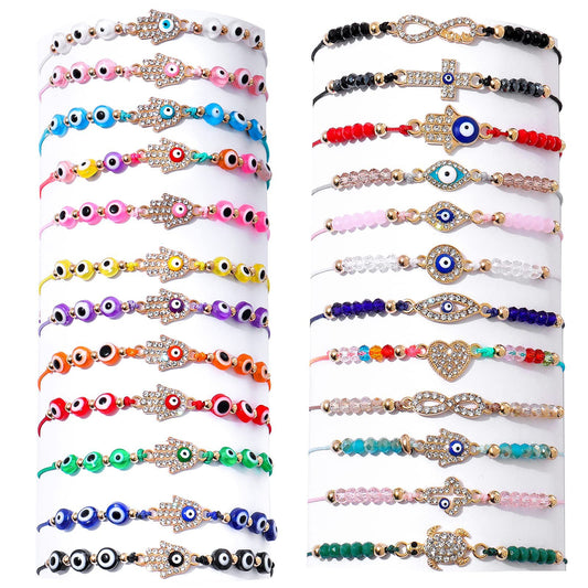 Women's Weaving Crystal String Beads Devil's Eye Oil Dripping Bracelets