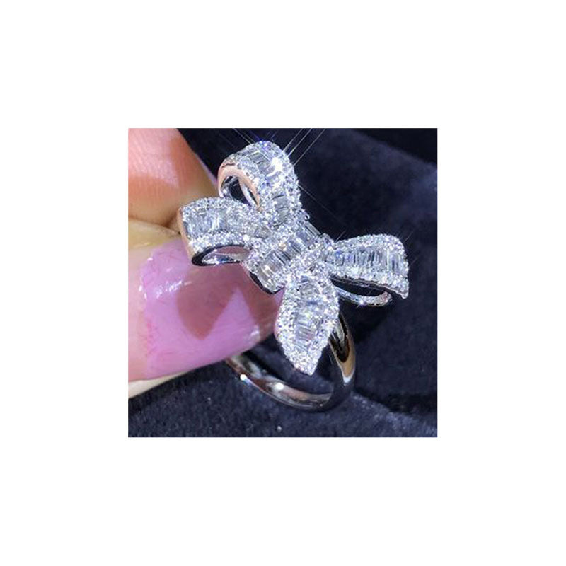 Bow Square Diamond Luxury Elegant Jewelry Rings