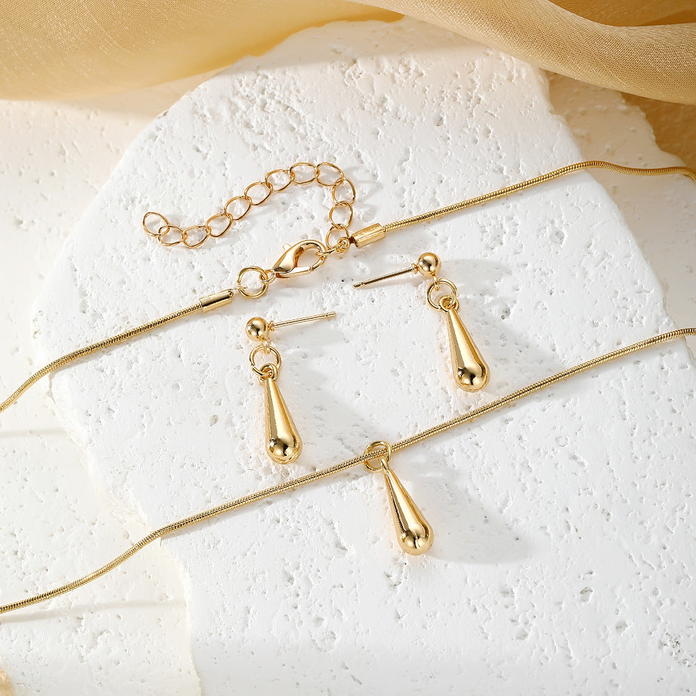 Simple Stylish Water Drop Female Graceful Girlfriends Clavicle Jewelry Set