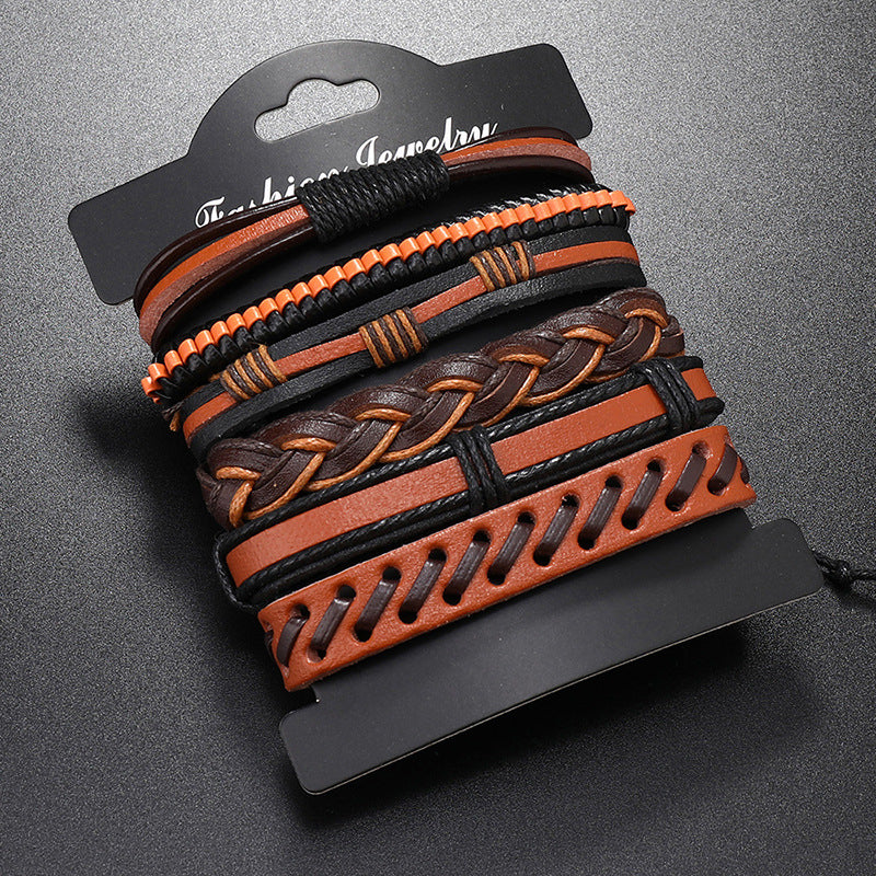 Men's Handmade Woven Layered Retro Leather Creative Bracelets