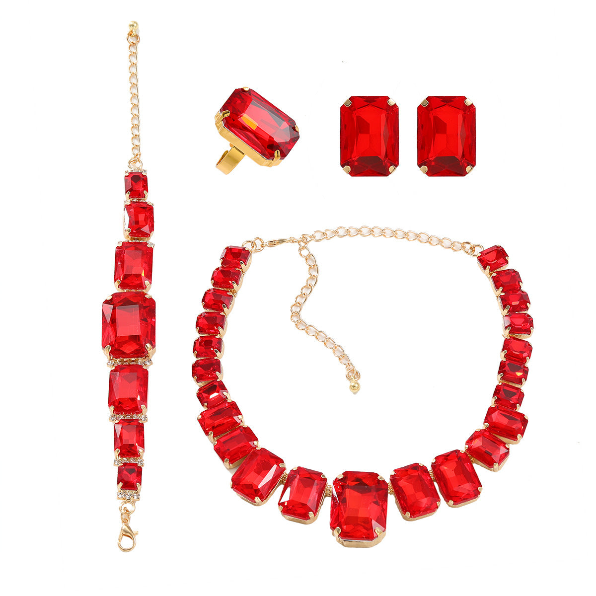 Attractive Popular Women's Exaggerated Rhinestone Square Necklaces
