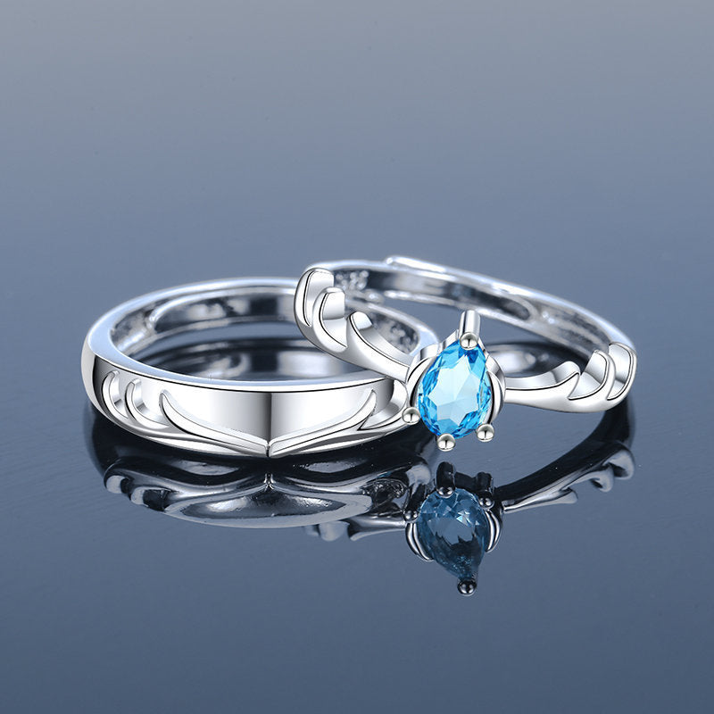 Women's & Men's Style Couple Sier Plated Open Live Rings