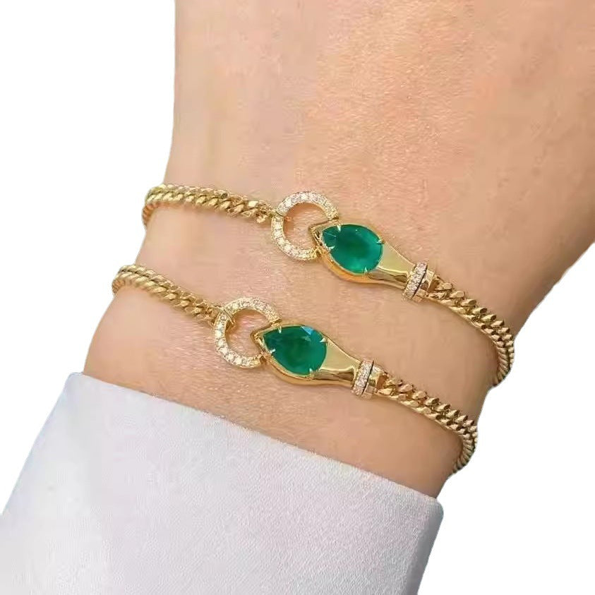 Women's Snake-like Emerald For Light Luxury Gold-plated Snake Bracelets