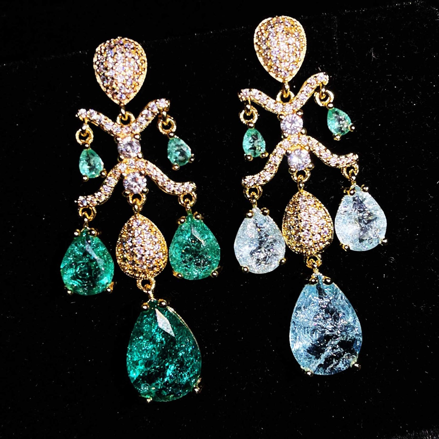 Women's Crack Blue Crystal Diamond In The Earrings