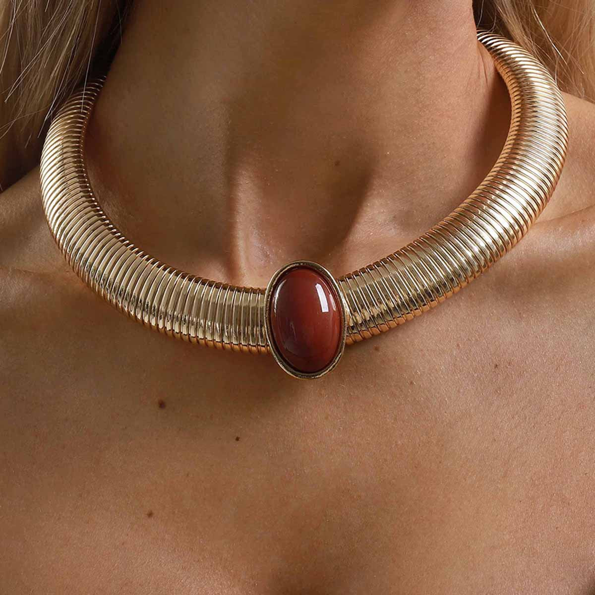 Wide Version Snake Bones Chain Collar Personality Necklace