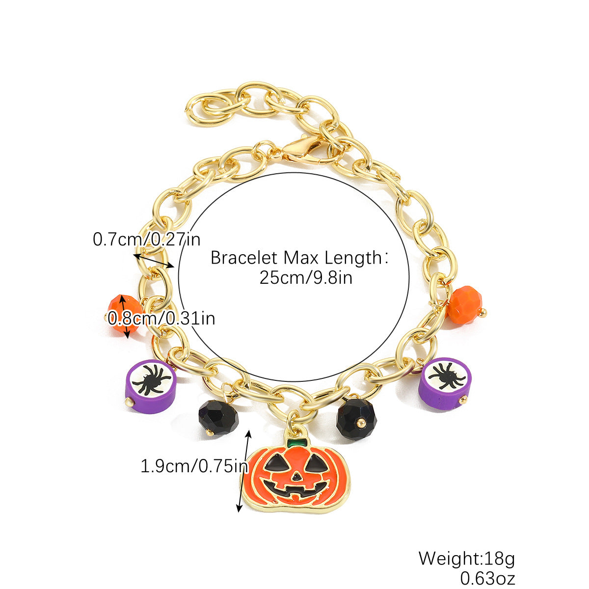 Women's Polymer Clay Skull Pumpkin Beaded Chain Bracelets