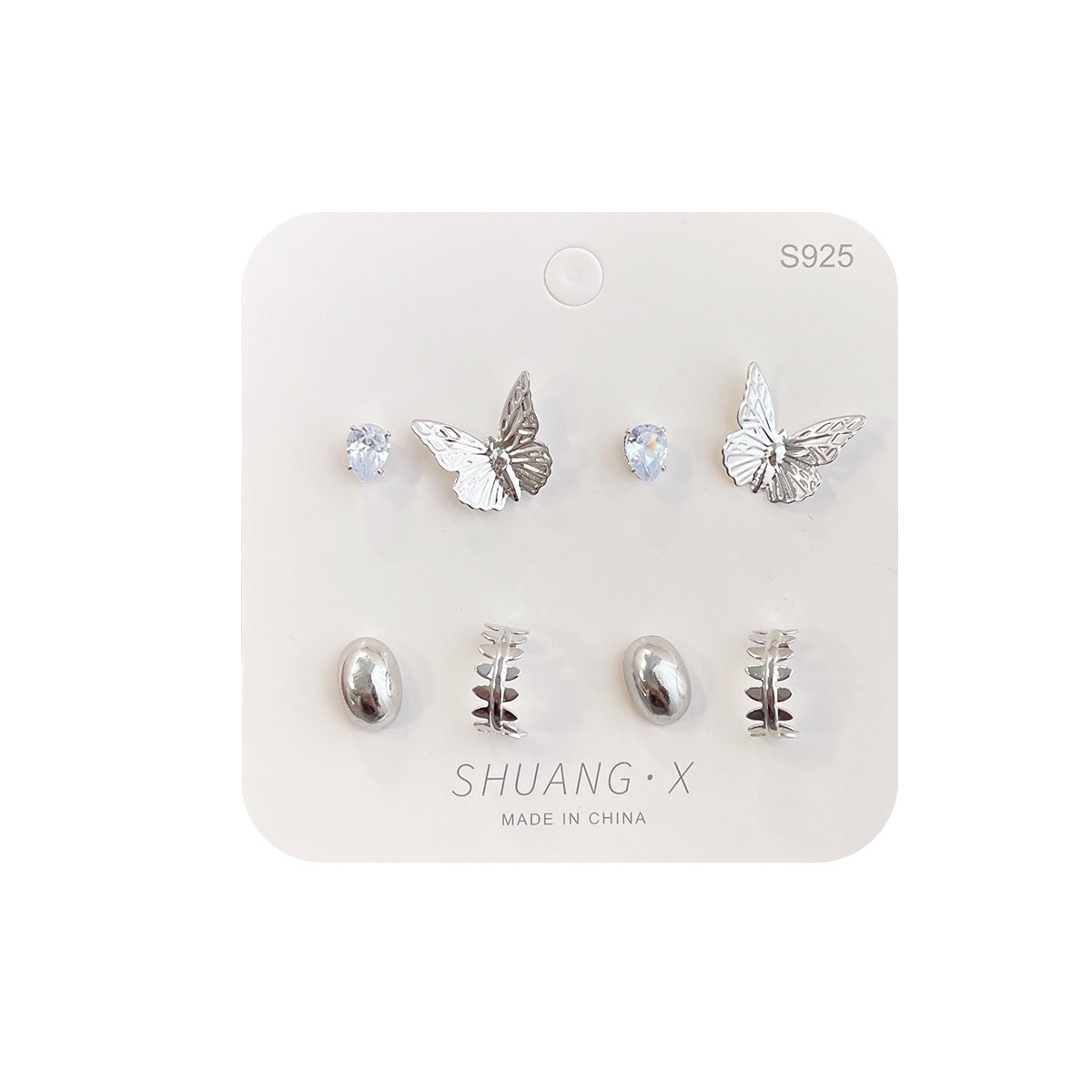 Plain Three-dimensional Butterfly Suit Female Needle Niche Earrings