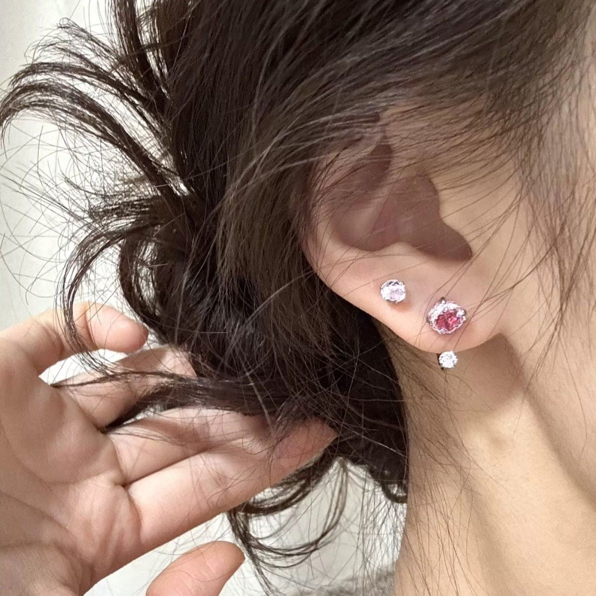 Ear Bone Titanium Alloy Inner Spiral Rivet Flash Zircon Screw Earrings