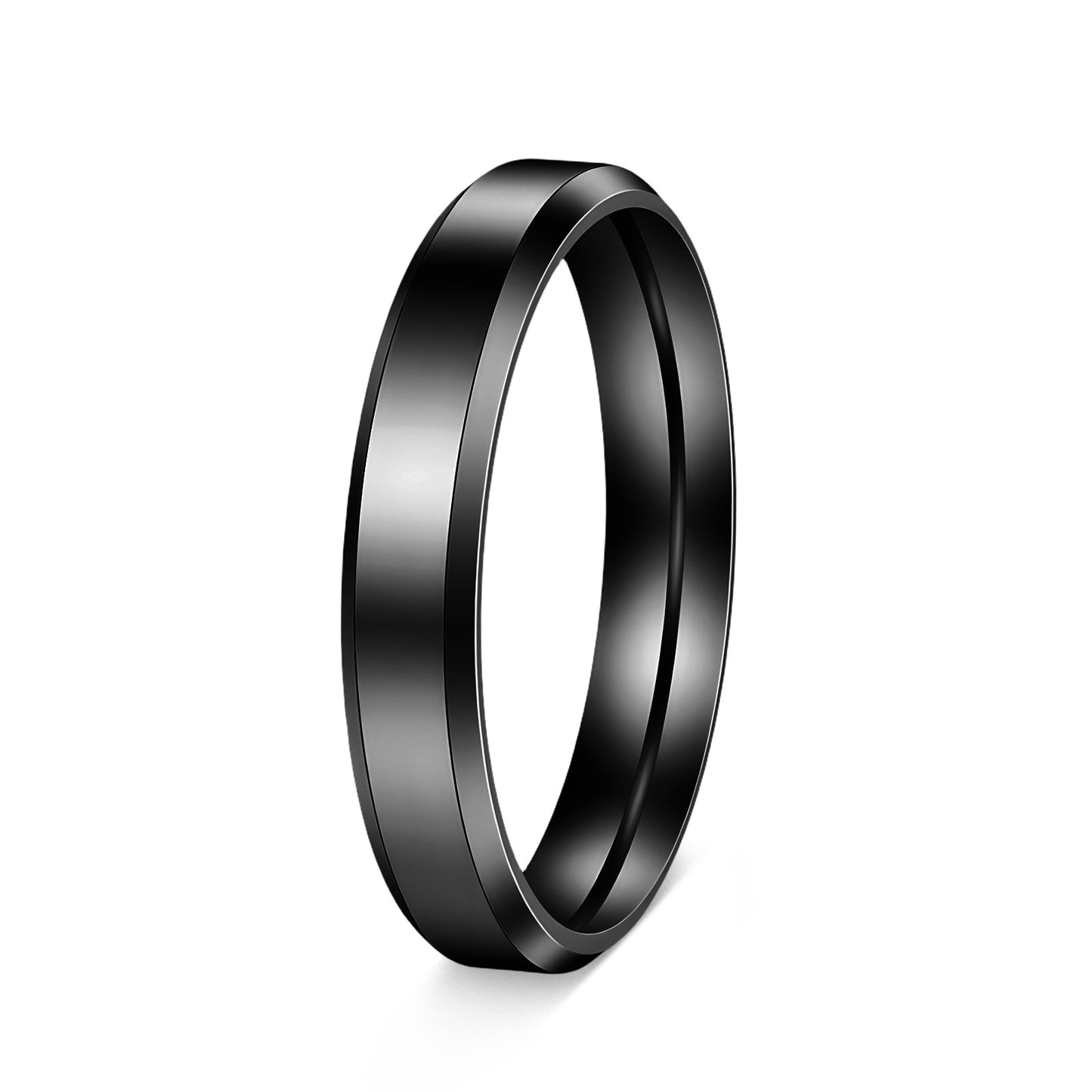 Women's & Men's Glossy Double Beveled Titanium Steel Wide Fashion Ring