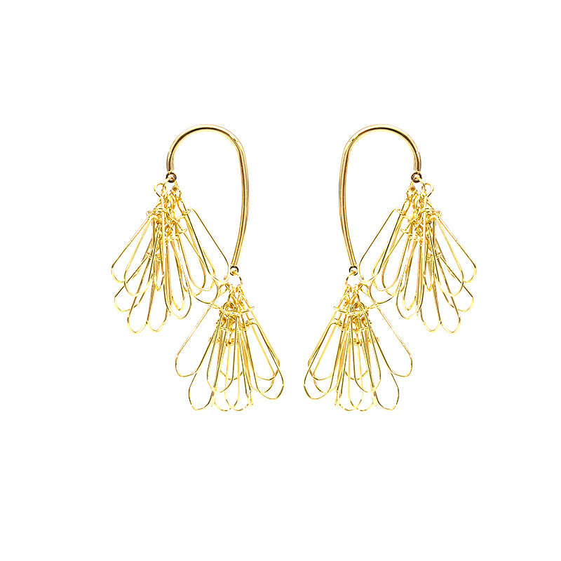 Pine Needle Tassel Minimalist Design Asymmetric Eardrops Earrings