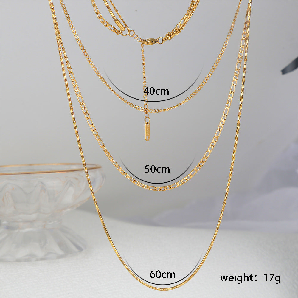 Thin Twin Snake Bone Clavicle Titanium Steel Necklace