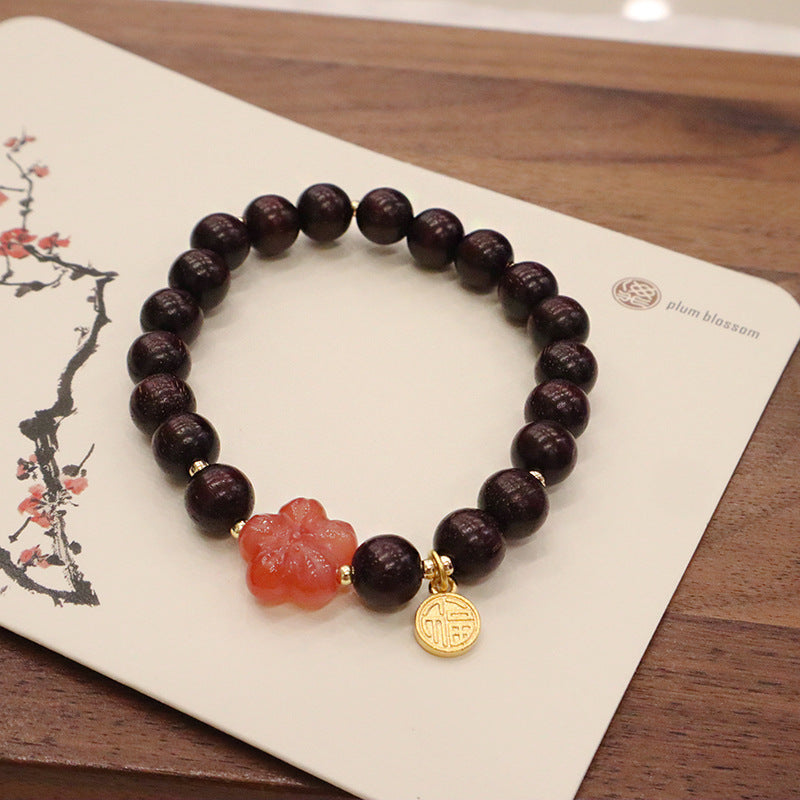 Natural Sandalwood Pterocarpus National Style Buddha Beads Gray Bracelets