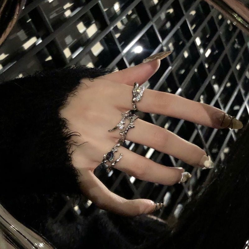 Women's Irregular Three-piece Trendy Design High-grade Index Rings