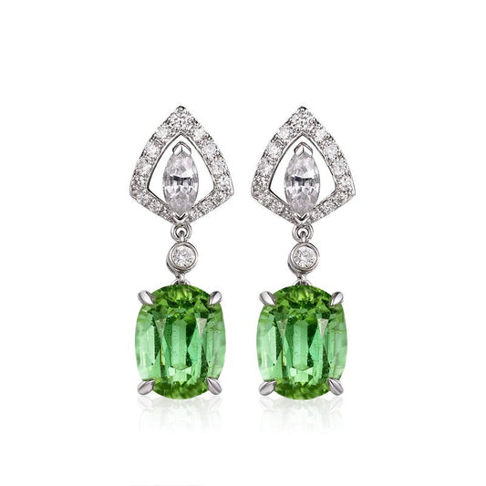 Temperamental Exquisite Imitation Green Tourmaline Fashionable Earrings