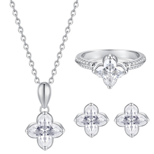 Sier Lily Grass Moissanite Ear Hook Fresh Rings