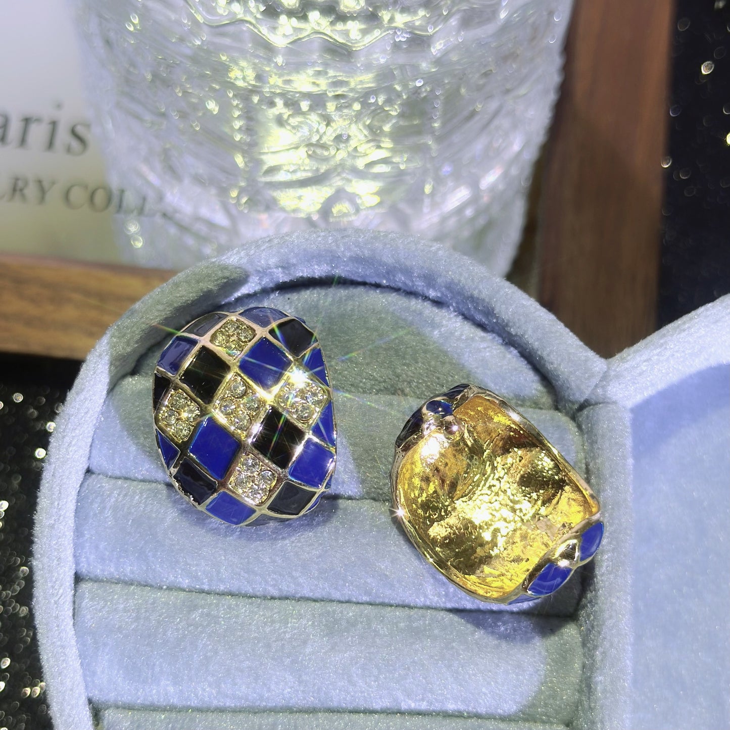 Chessboard High-grade Minority Fashion Drop Oil Shaped Earrings