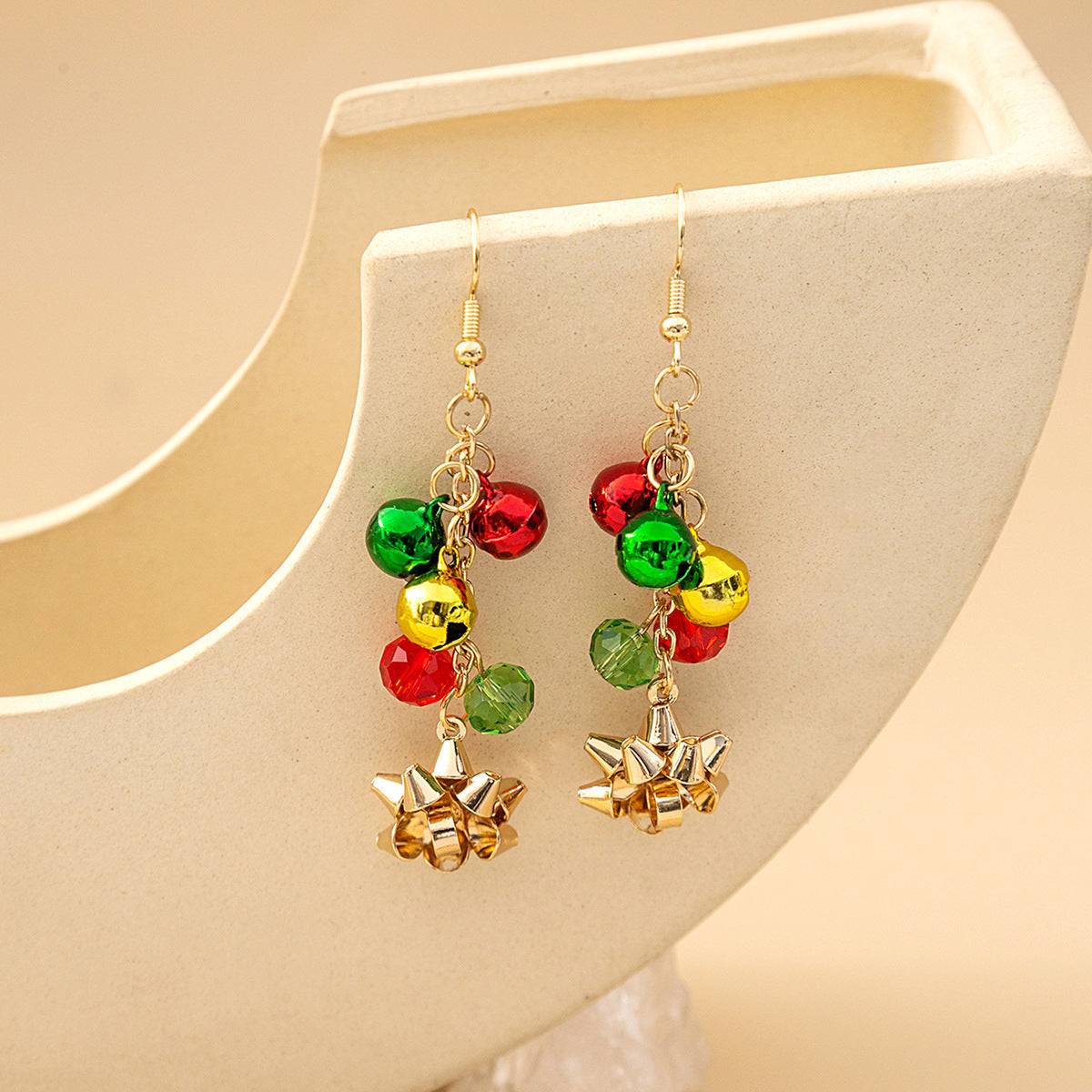 Red And Green Color Flower Creative Simple Earrings