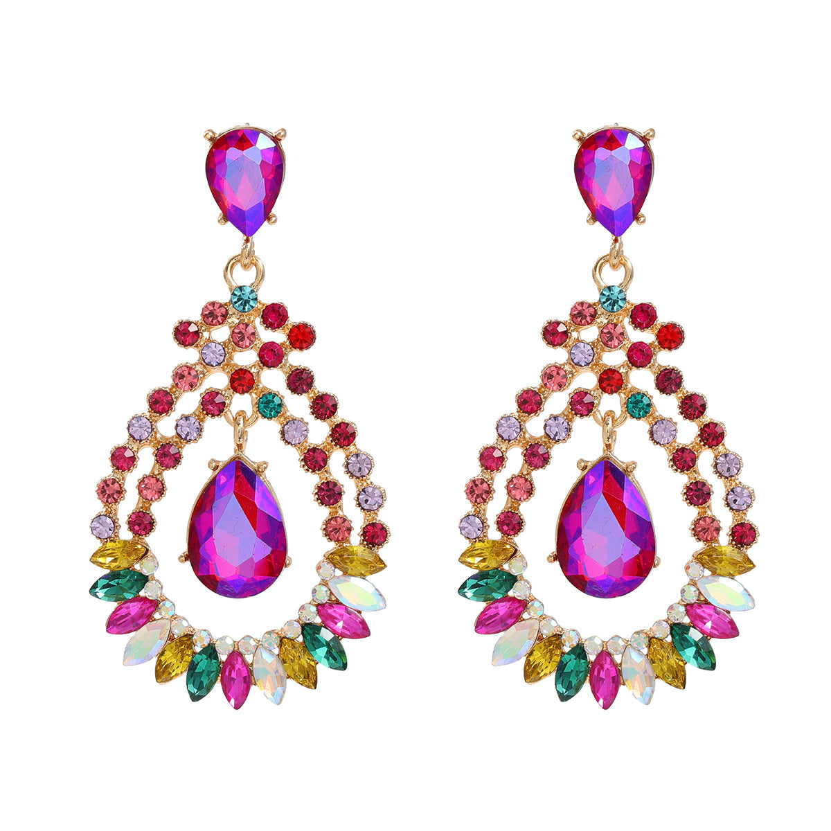 Women's Colorful Crystals Drop-shaped For Splendid Diamond Earrings