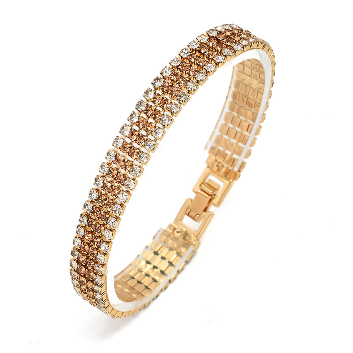 Women's Roman Crystal Gold Simple Full Diamond Claw Bracelet