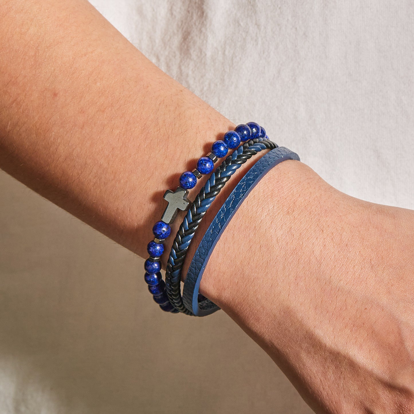 Nouveaux beaux bracelets en cuir unisexe en pierre naturelle