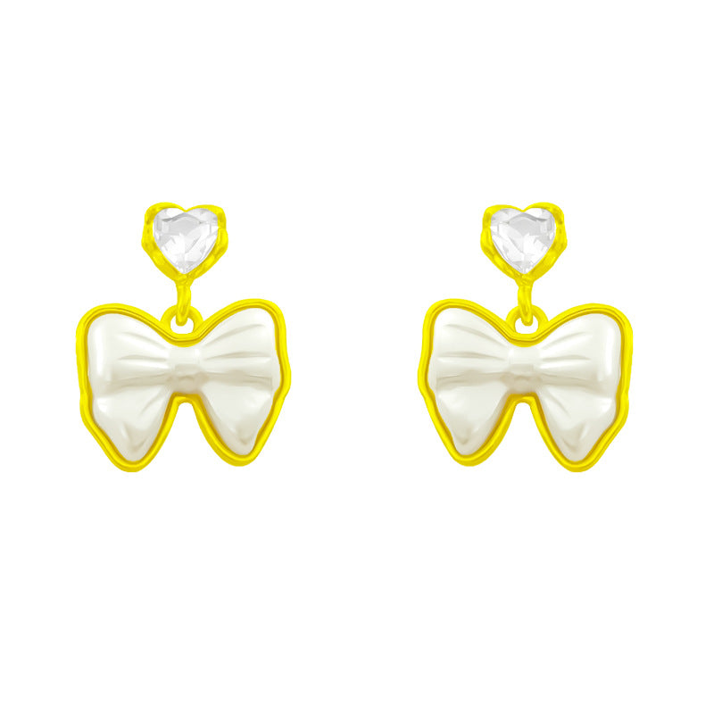 Women's Sweet Bow Light Luxury Pearl High Earrings