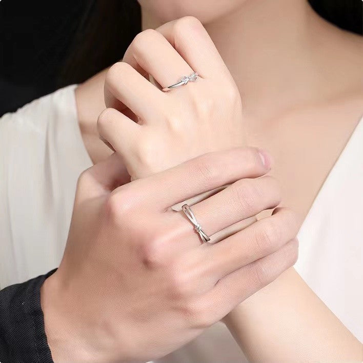 Sterling Sier Korean Style Minimalist Bowknot Rings