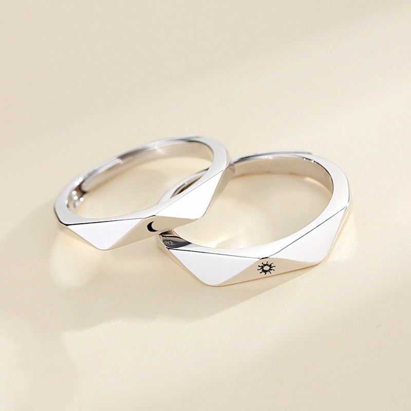 Women's & Men's & Rhombus Sun And Moon Couple Rings