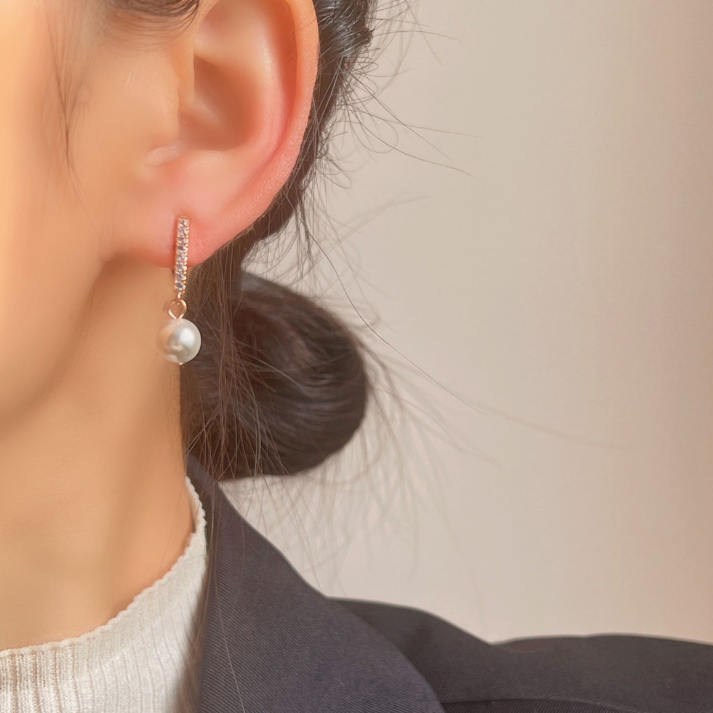 Women's Pearl Zircon Tassel Eardrops Design One-piece Rings