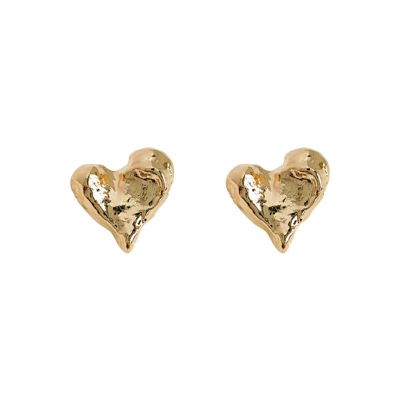 Women's High-grade Irregular Pleated Pattern Love Heart Earrings