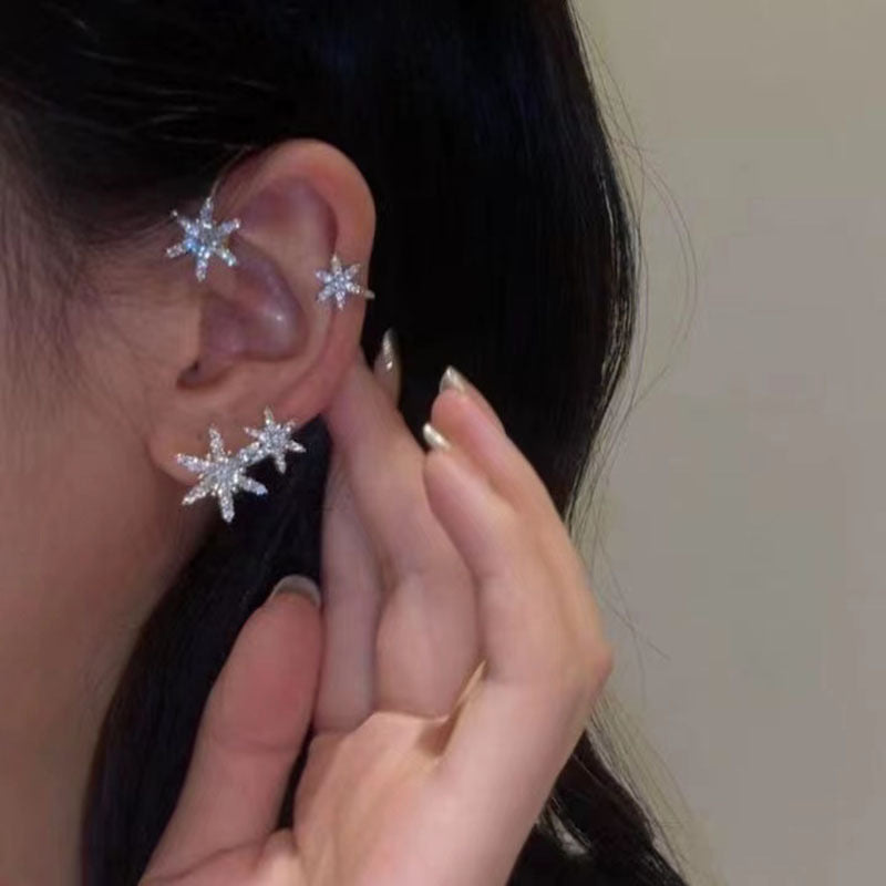 Women's Snowflake Design High-grade Super Flash Without Ear Clip