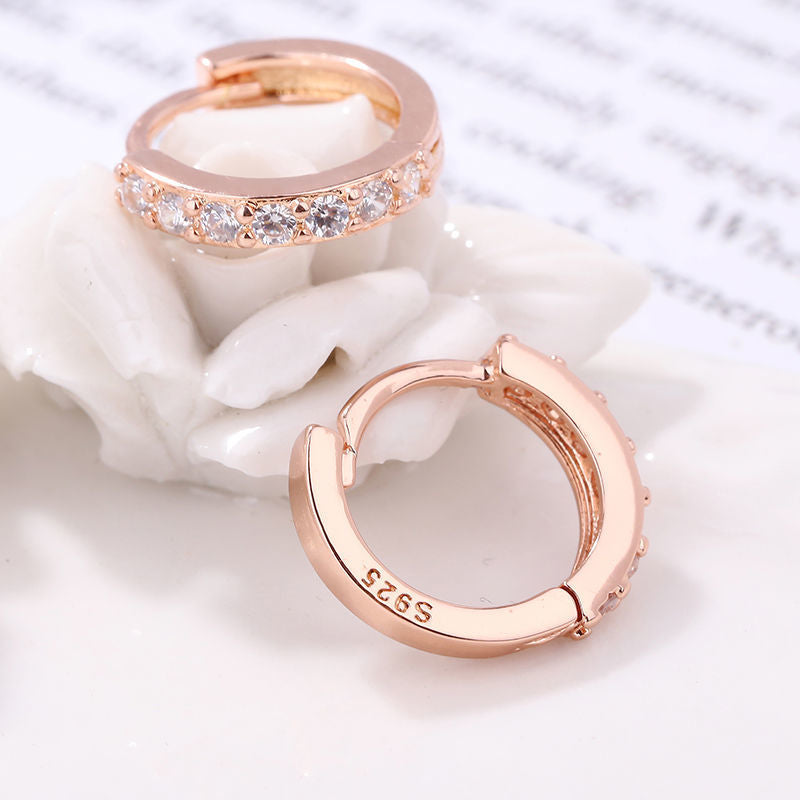 Women's Sier Ear Clip Zircon Pin Gold Rings