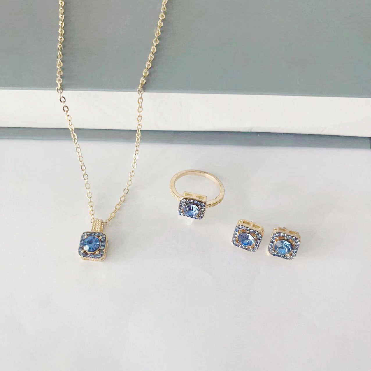 Women's Square Fashion Simple Ear Three-piece Hot Rings