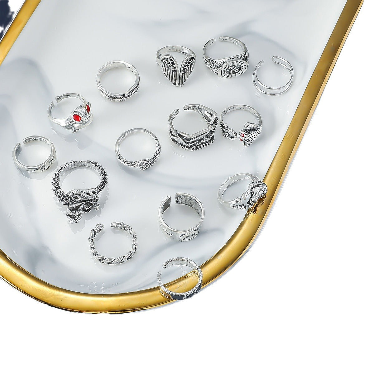 Women's Fashion Vintage Punk Style Geometric Hollow Rings