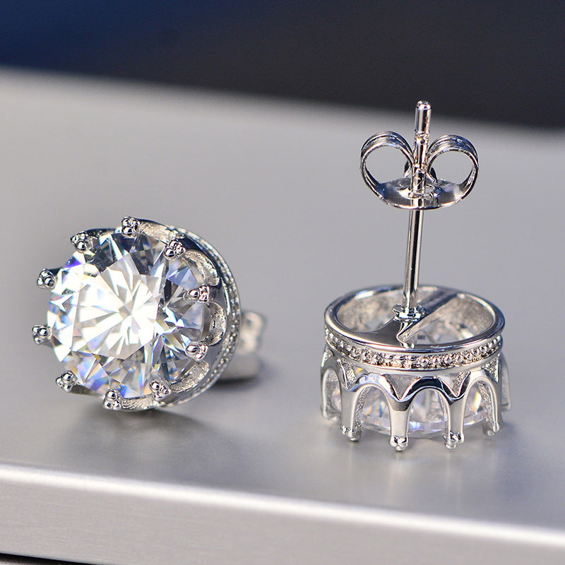 Moissanite Crown Super Flash High Carbon Earrings