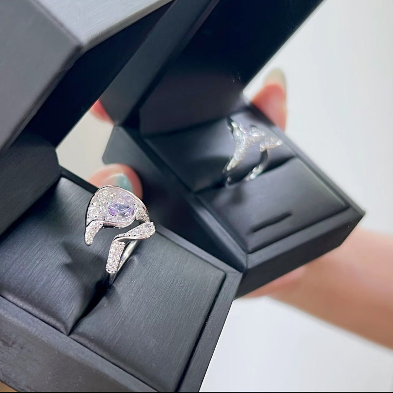 Common Calla Purple Zircon Versatile Opening Light Luxury Minority Ring