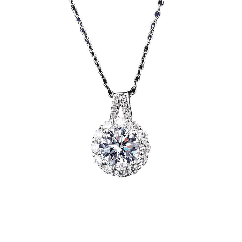 Women's Moissanite Fashion Princess Round Bag Simple Necklaces