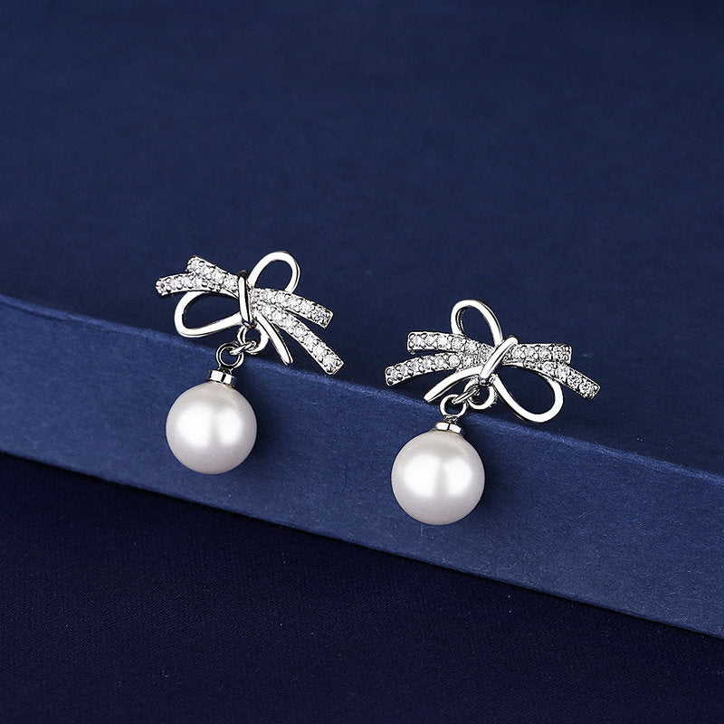 Stylish Graceful Simple Butterfly Pearl Sweet Female Stud Earrings