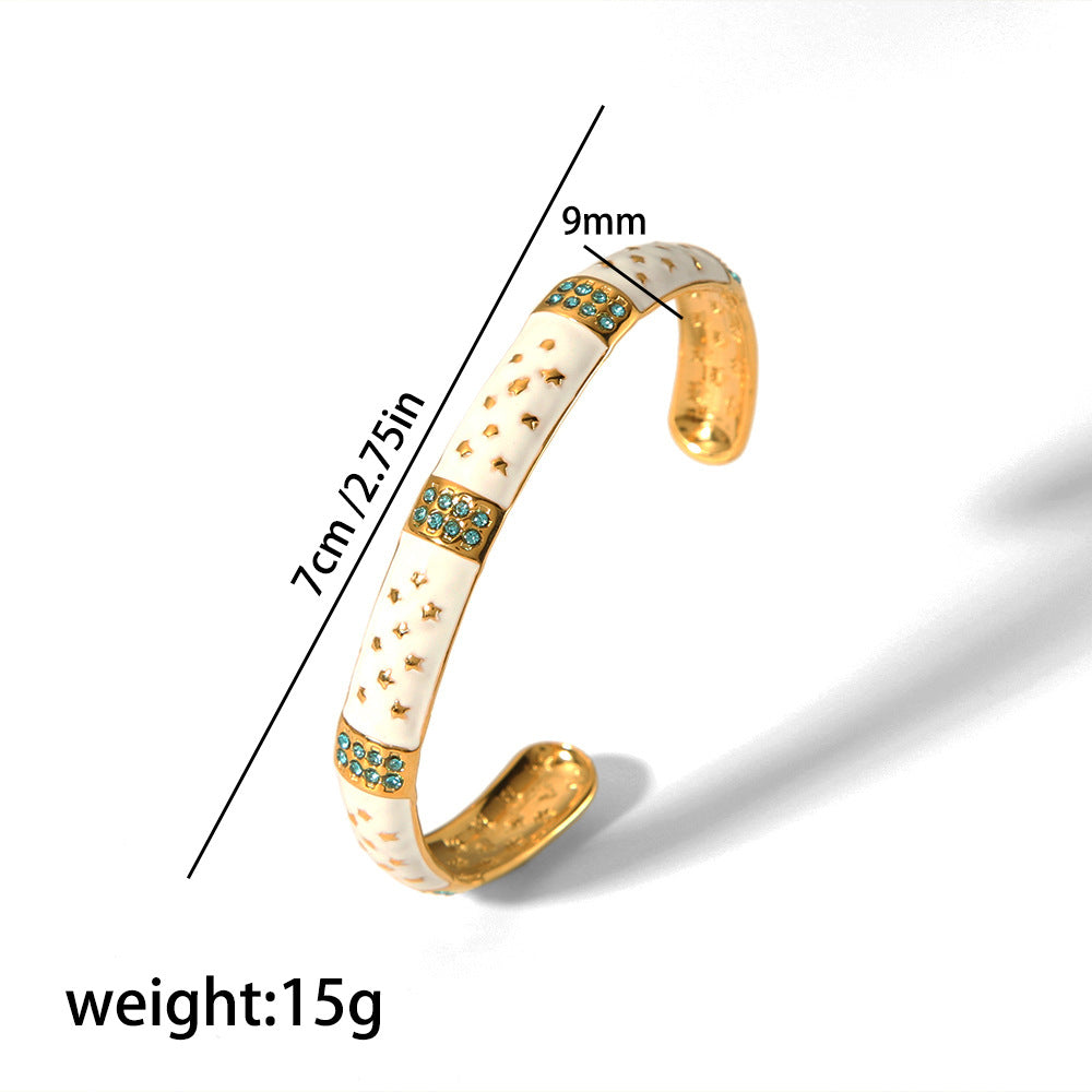 Women's Fashion Retro Design Oil Dripping Gold Stainless Steel Bracelets