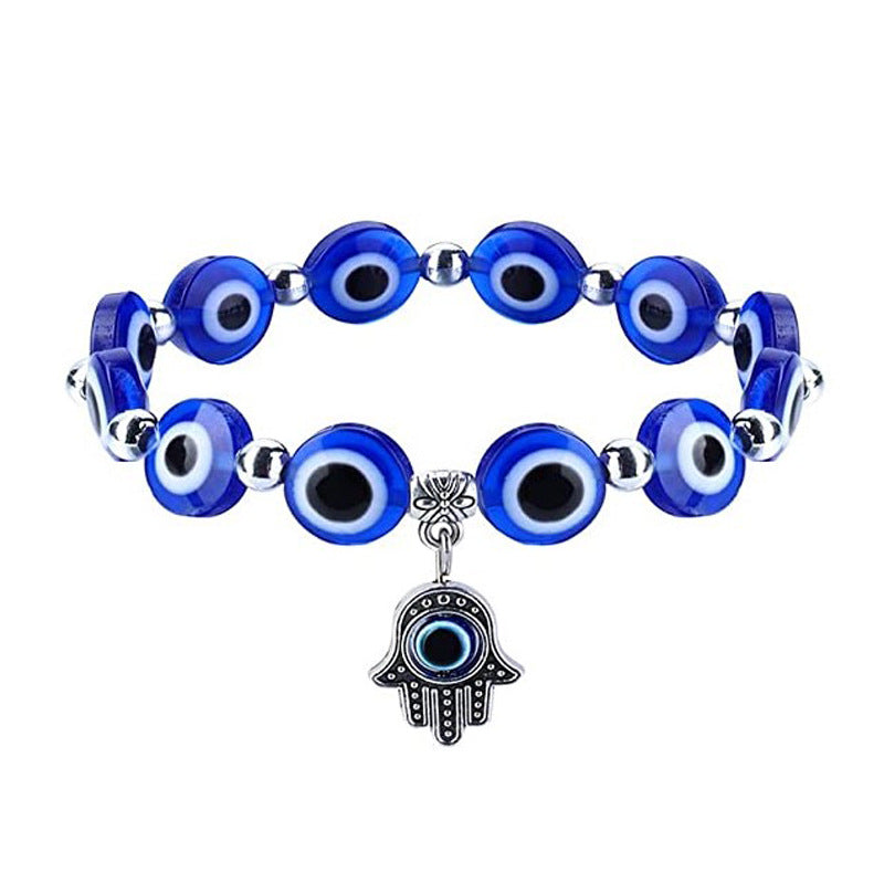 Blue Devil's Eye Resin Colored Glaze Ball Fatima Bracelet